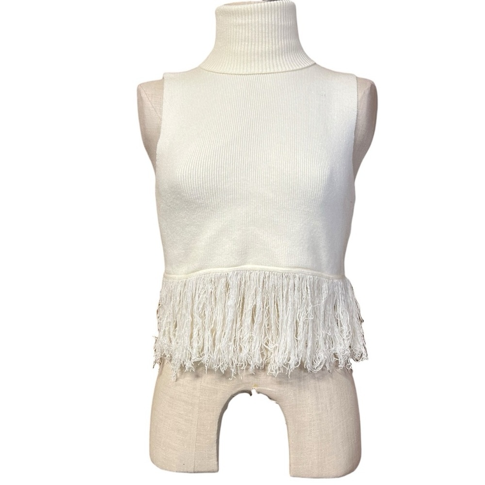 Shop Neighbor Large Cream Fringe Western Boho Style 2 Piece Skirt Turtleneck Set - Picture 5 of 12